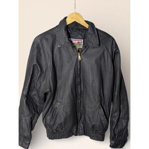 Vintage 90s Black Leather Style Jacket - Size Small - Unisex